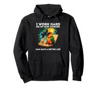 Funny Sun Conure Bird Lover I Work Hard Colorido Periquito Sudadera con Capucha