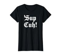 Funny 'Sup Cuh! Equipo Familiar a Juego de Jerga Camiseta gráfica económica, Mujer, Negro, S