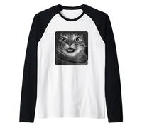 Funny Surprised Cat Meme Hilarious Shocked Tabby Kitty Camiseta Manga Raglan