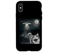 Funny Surprised Cat Selfie with Sasquatch - Bigfoot Adventur Carcasa para iPhone X/XS