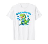 Funny T Rex Concientización sobre el Autismo April Blue Support Camiseta