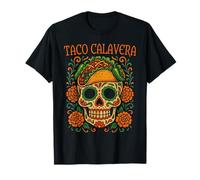 Funny Taco Skull Art Colorful Mexican Food Humor Style Camiseta