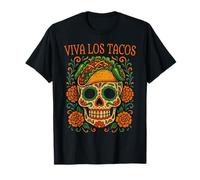 Funny Taco Skull Art Mexican Food Humor Viva Los Tacos Camiseta