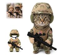 Funny Tactical Soldier Pet Costume, Dog Military Costume (M) | Complete pet army look with camo outfit, tactical helmet and toy rifle for fun photos, Halloween parties and dress-up events.