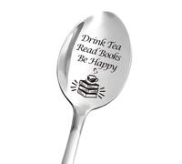 Funny Tea Spoon Engraved Stainless Steel for Tea Lovers Women Men Cute Drink Tea Read Books Be Happy Spoon Best for Daughter