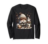 Funny Teacher Coffee GNOME Graphic with Cofffee and Books Manga Larga