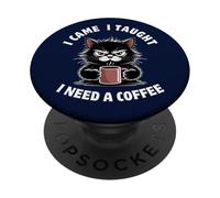 Funny Teacher Life Back to School ama a los Gatos Amantes del café PopSockets PopGrip Adhesivo