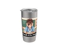 Funny Teacher Meme llegó a mayo último día de escuela niñas Vaso térmico de acero inoxidable de doble pared
