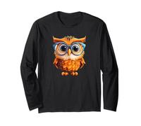 Funny Teacher Owl Graphic For Women Girls and Orange Owl Mom Manga Larga