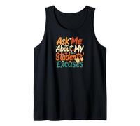 Funny Teacher Student Excuses Retro School Design Camiseta sin Mangas