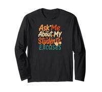 Funny Teacher Student Excuses Retro School Design Manga Larga
