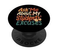 Funny Teacher Student Excuses Retro School Design PopSockets PopGrip Adhesivo