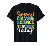 Funny Teacher Surprise I'm Your Science Teacher Today Camiseta gráfica económica, Hombre, Negro, L