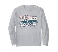 Funny Team WELLNESS ROCKSTAR Squad Yoga Class Fitness Manga Larga