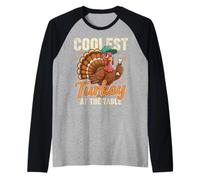 Funny Thanksgiving Coolest Turkey At The Table Camiseta Manga Raglan
