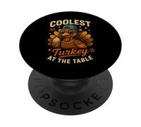 Funny Thanksgiving Coolest Turkey At The Table PopSockets PopGrip Adhesivo