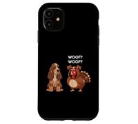 Funny Thanksgiving English Cocker Spaniel and Turkey Carcasa para iPhone 11