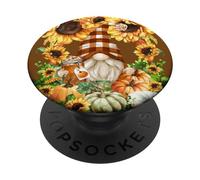 Funny Thanksgiving GNOME For Sunflower Mom Pumpkin Spice PopSockets PopGrip Adhesivo