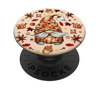 Funny Thanksgiving GNOME For Women Cute Autumn Fall Pattern PopSockets PopGrip Adhesivo
