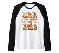 Funny Thanksgiving GNOME Freaking Loves Pumpkin Spice Camiseta Manga Raglan