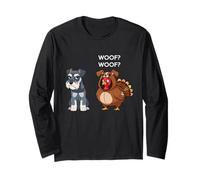 Funny Thanksgiving Miniature Schnauzer and Turkey Manga Larga