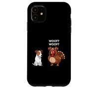 Funny Thanksgiving Russell Terrier and Turkey Carcasa para iPhone 11