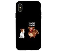 Funny Thanksgiving Russell Terrier and Turkey Carcasa para iPhone X/XS