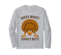 Funny Thanksgiving Vintage Guess What Turkey Butt Manga Larga