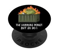 Funny The Horrors Persist But So Do I Japanese Kawaii Frog PopSockets PopGrip Adhesivo