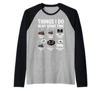 Funny Things I Do In My Spare Time Trains Design Camiseta Manga Raglan