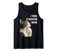 Funny Thinking Cat - I Think, Therefore I Meow Camiseta sin Mangas