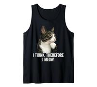 Funny Thinking Cat - I Think, Therefore I Meow Camiseta sin Mangas