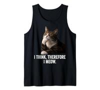 Funny Thinking Cat - I Think, Therefore I Meow Camiseta sin Mangas