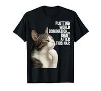 Funny Thinking Cat - Plotting World Domination After Nap Camiseta