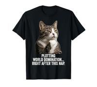 Funny Thinking Cat - Plotting World Domination After Nap Camiseta