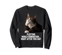 Funny Thinking Cat - Plotting World Domination After Nap Sudadera