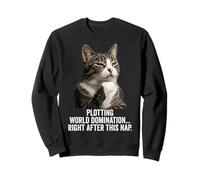 Funny Thinking Cat - Plotting World Domination After Nap Sudadera