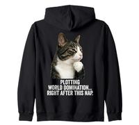 Funny Thinking Cat - Plotting World Domination After Nap Sudadera con Capucha