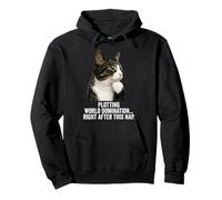 Funny Thinking Cat - Plotting World Domination After Nap Sudadera con Capucha