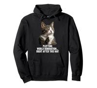 Funny Thinking Cat - Plotting World Domination After Nap Sudadera con Capucha