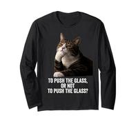 Funny Thinking Cat - Push The Glass Manga Larga