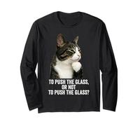 Funny Thinking Cat - Push The Glass Manga Larga