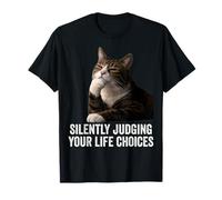 Funny Thinking Cat - Silently Judging Your Life Choices Camiseta