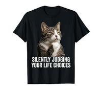 Funny Thinking Cat - Silently Judging Your Life Choices Camiseta