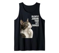 Funny Thinking Cat - Silently Judging Your Life Choices Camiseta sin Mangas