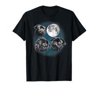 Funny Three 3 Moon Howling Black Pug Dog Dog Lover Camiseta