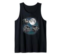 Funny Three 3 Moon Howling Black Pug Dog Dog Lover Camiseta sin Mangas