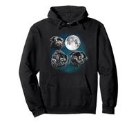 Funny Three 3 Moon Howling Black Pug Dog Dog Lover Sudadera con Capucha