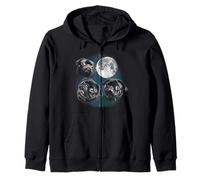 Funny Three 3 Moon Howling Black Pug Dog Dog Lover Sudadera con Capucha