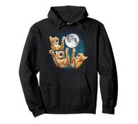 Funny Three Orange Tabby Cat Howling Moon 3 Moon Meme Lover Sudadera con Capucha